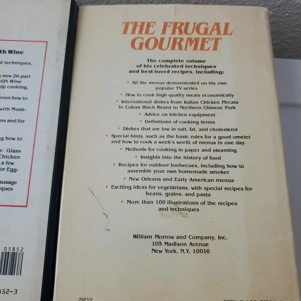 The Frugal Gourmet & Cooks with Wine Jeff Smith Cookbook Lot Hardcover 2 Books